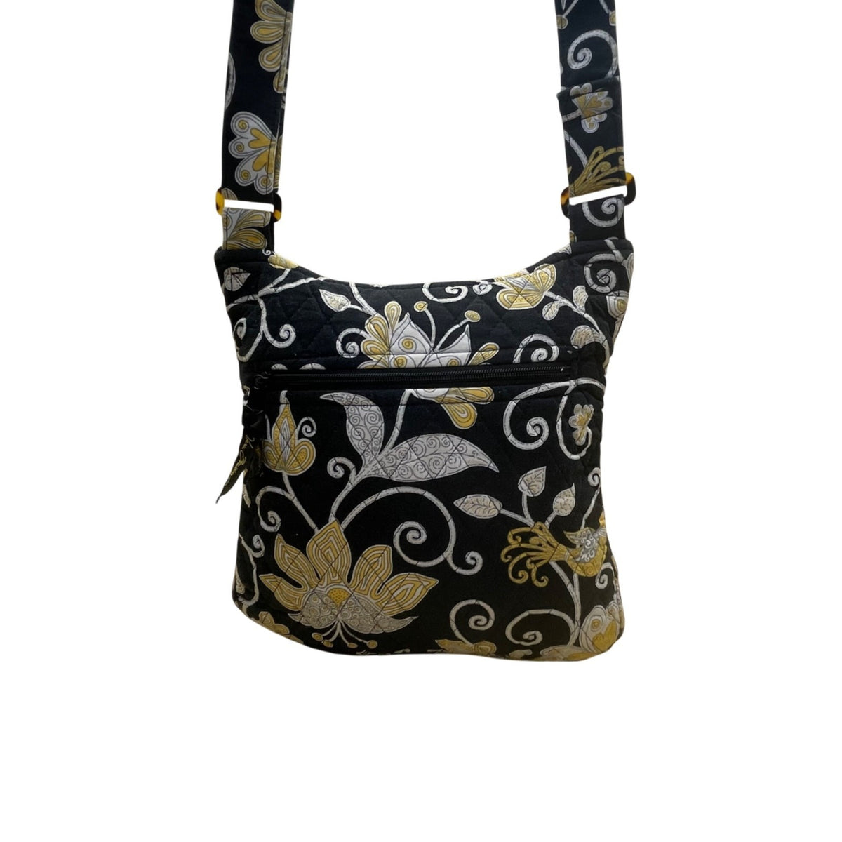 Vera Bradley Women’s Black Floral Quilted Adjustable Strap Crossbody Bag