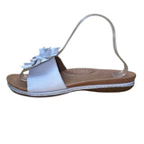 Born Women’s White Leather Flower Detail Slingback Sandals Size 10