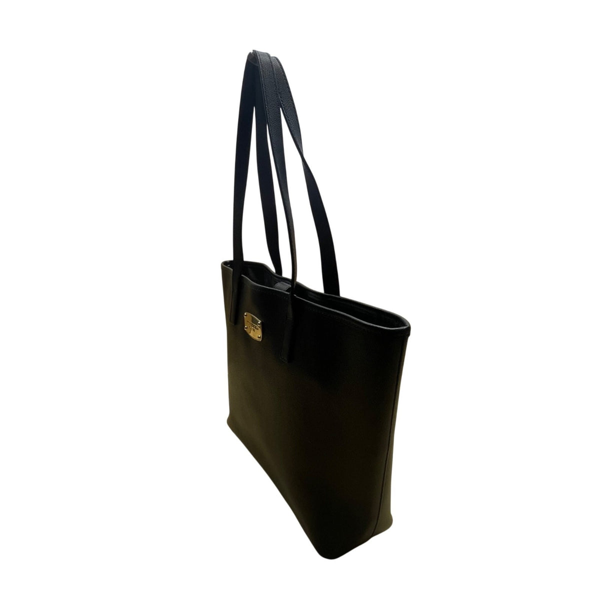 Michael Kors Women’s Black Leather Gold Hardware Double Handles Tote Bag
