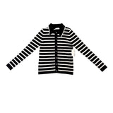 Nine West Womens Black & White Striped Button-Up Cardigan Sweater Size S