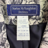 Norton McNaughton Womens Black/White Wool Blend Floral Print Blazer Jacket Sz 4