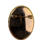 Vintage Unknown Red & White Resin Cameo Brooch Gold-Tone Frame Oval