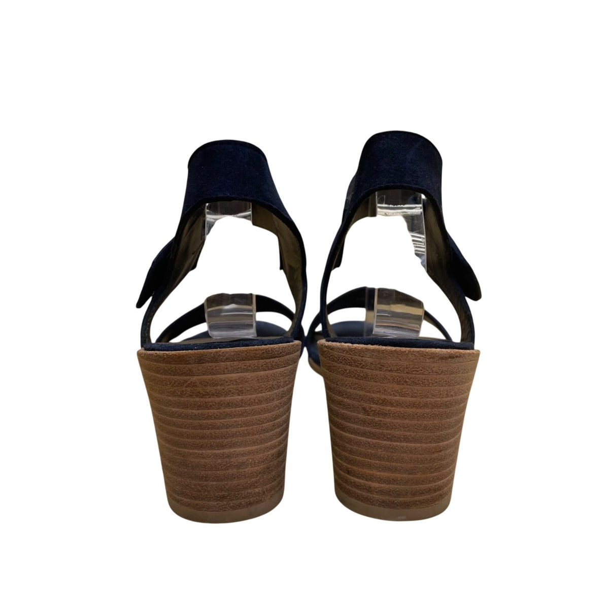 Stuart Weitzman Women’s Navy Suede Open-Toe Block Heel Sandals Size 7