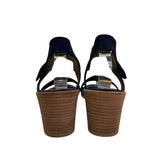 Stuart Weitzman Women’s Navy Suede Open-Toe Block Heel Sandals Size 7