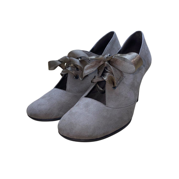 Aerosoles Women’s Taupe Suede Lace-Up Heeled Minor Role Booties Size 8M