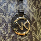 Michael Kors Women’s Brown Monogram Coated Gold-Tone Buckle Accents Tote Bag