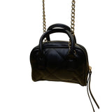 Nine West Women’s Black Faux Leather Quilted Gold Chain Strap Crossbody Mini Bag