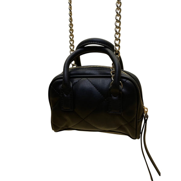 Nine West Women’s Black Faux Leather Quilted Gold Chain Strap Crossbody Mini Bag