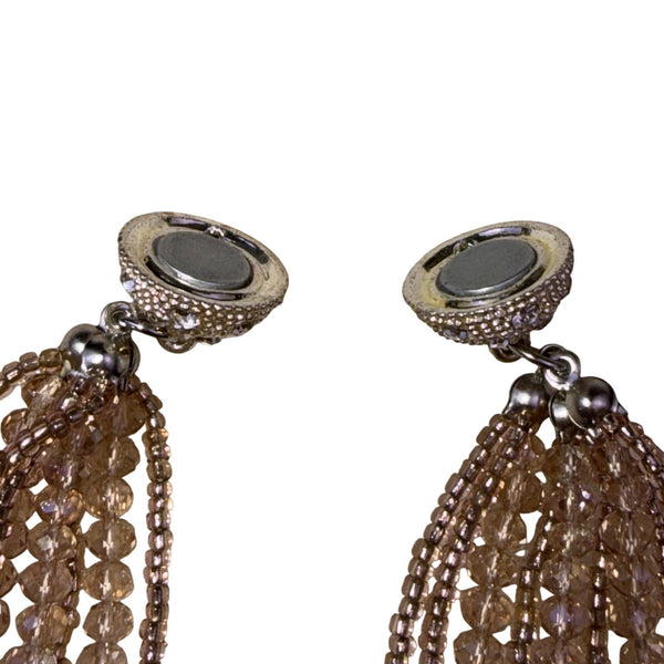Multi-Strand Brown Crystal Beaded Magnetic Clasp Bracelet For Women 7 Inch