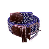 Roostas Mens Navy Woven Stretch Belt With Leather Accents Large Polyester-Rubber