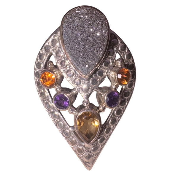 Nicky Butler Womens Silver 925 Druzy Gemstone Ring Size 7 Elegant Vintage Style