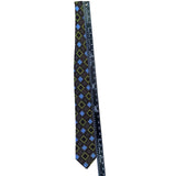 Ted Baker Mens Black Silk Geometric Tie Green & Blue Squares Modern Pattern