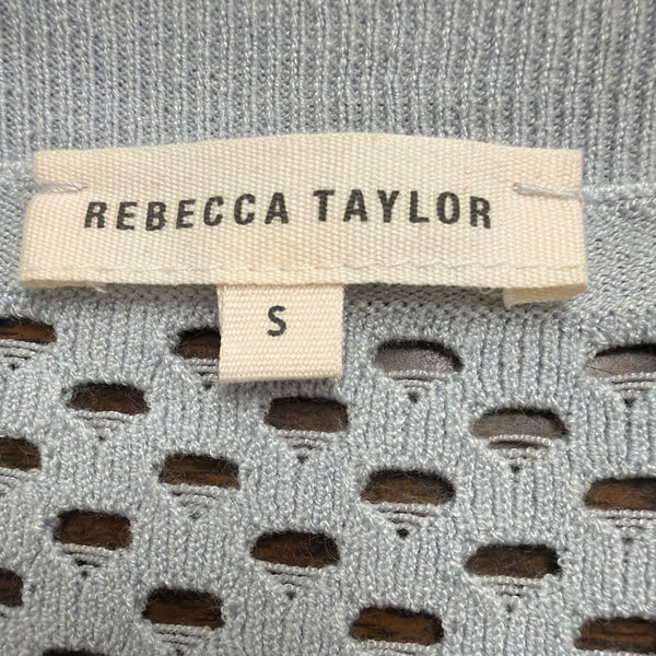Rebecca Taylor Womens Lavender Open Knit Short Sleeve Sweater Size S