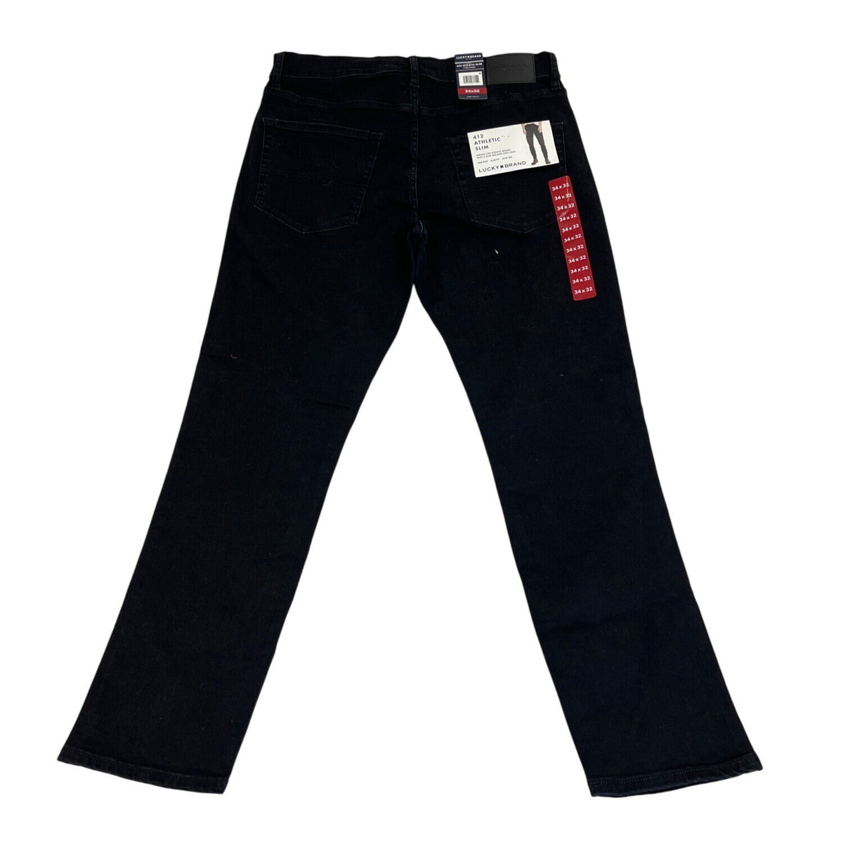 Lucky Brand Mens 412 Athletic Slim Jeans Black Mid Rise Stretch Sz 34x32 - New