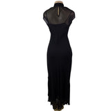 Donna Ricco Womens Black Cap Sleeve Maxi Dress Elegant Design Sz 6