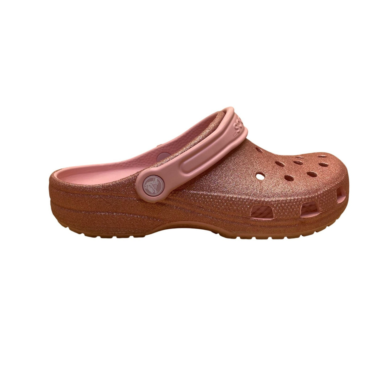 Crocs Girls Rose Gold Glitter Rubber Slip-On Clogs Size 6