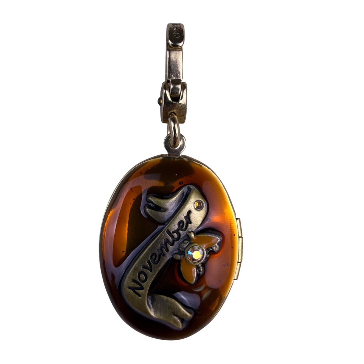 Jay Strongwater Womens Gold Tone Enameled Floral Locket Charm With Gemstones