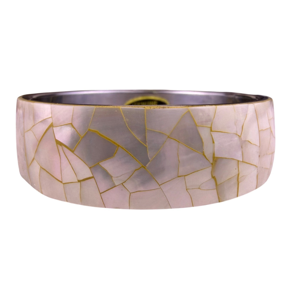 Genuine Shell Womens Silver Tone Crackle Mosaic Bangle Bracelet Philippines