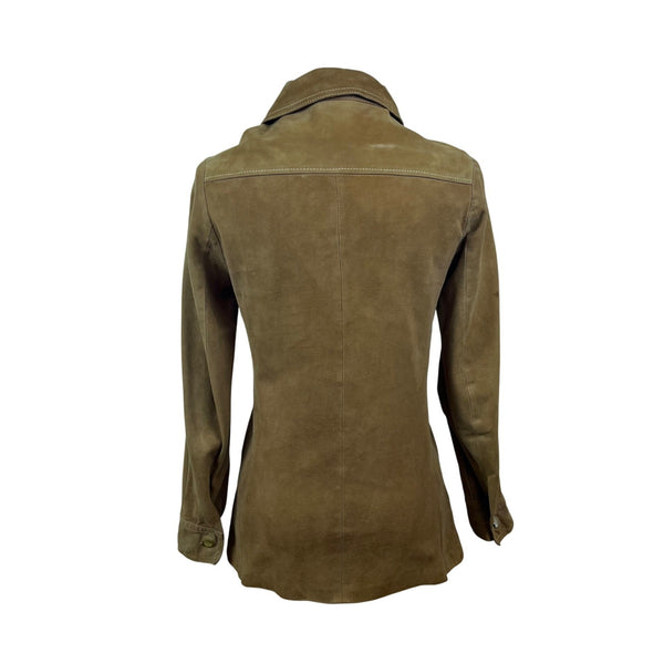 Vintage ReginaPary Womens Brown Button-Up Suede-Style Shirt Jacket