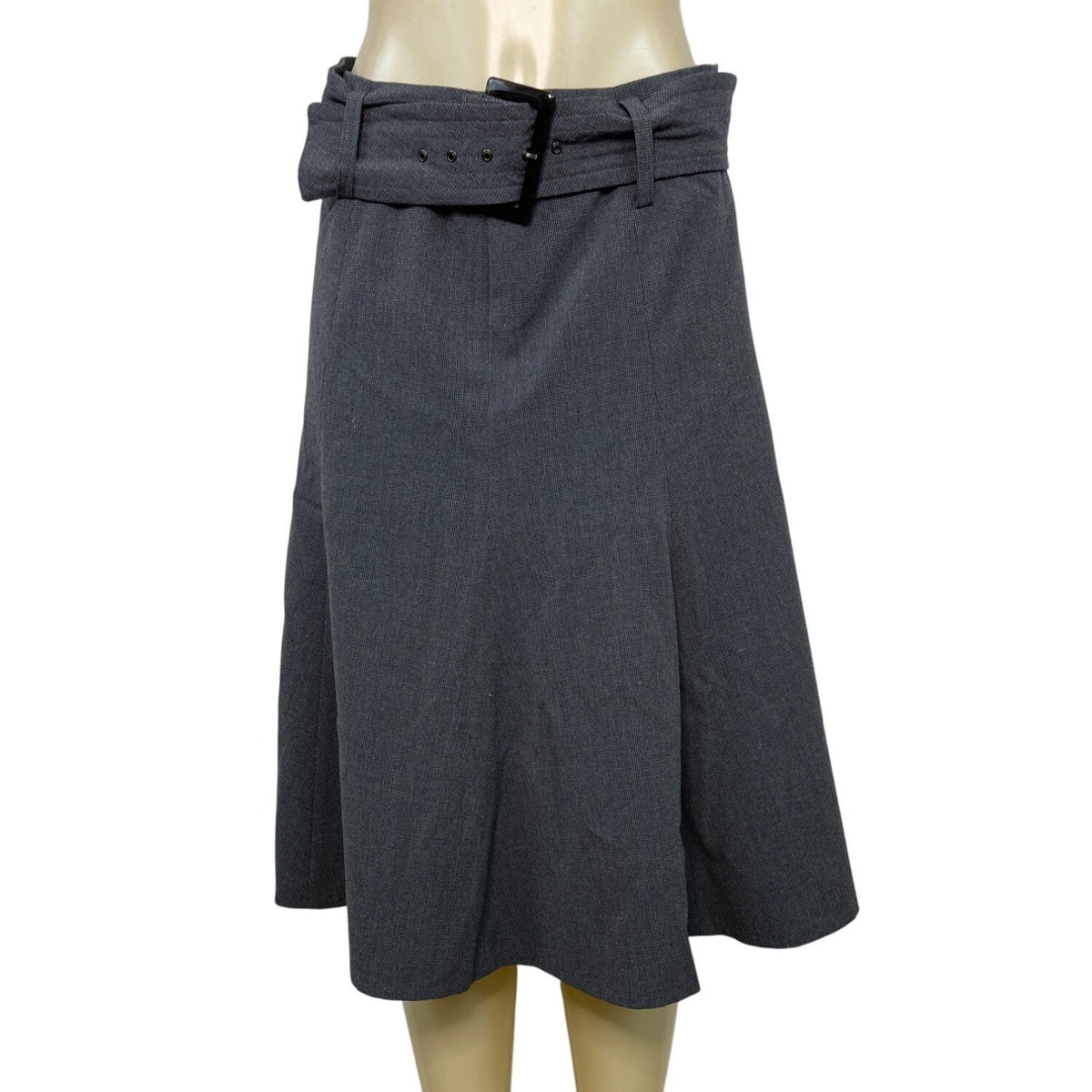 Grace Elements Women's Gray A-Line Midi Skirt With Belt Sz 6