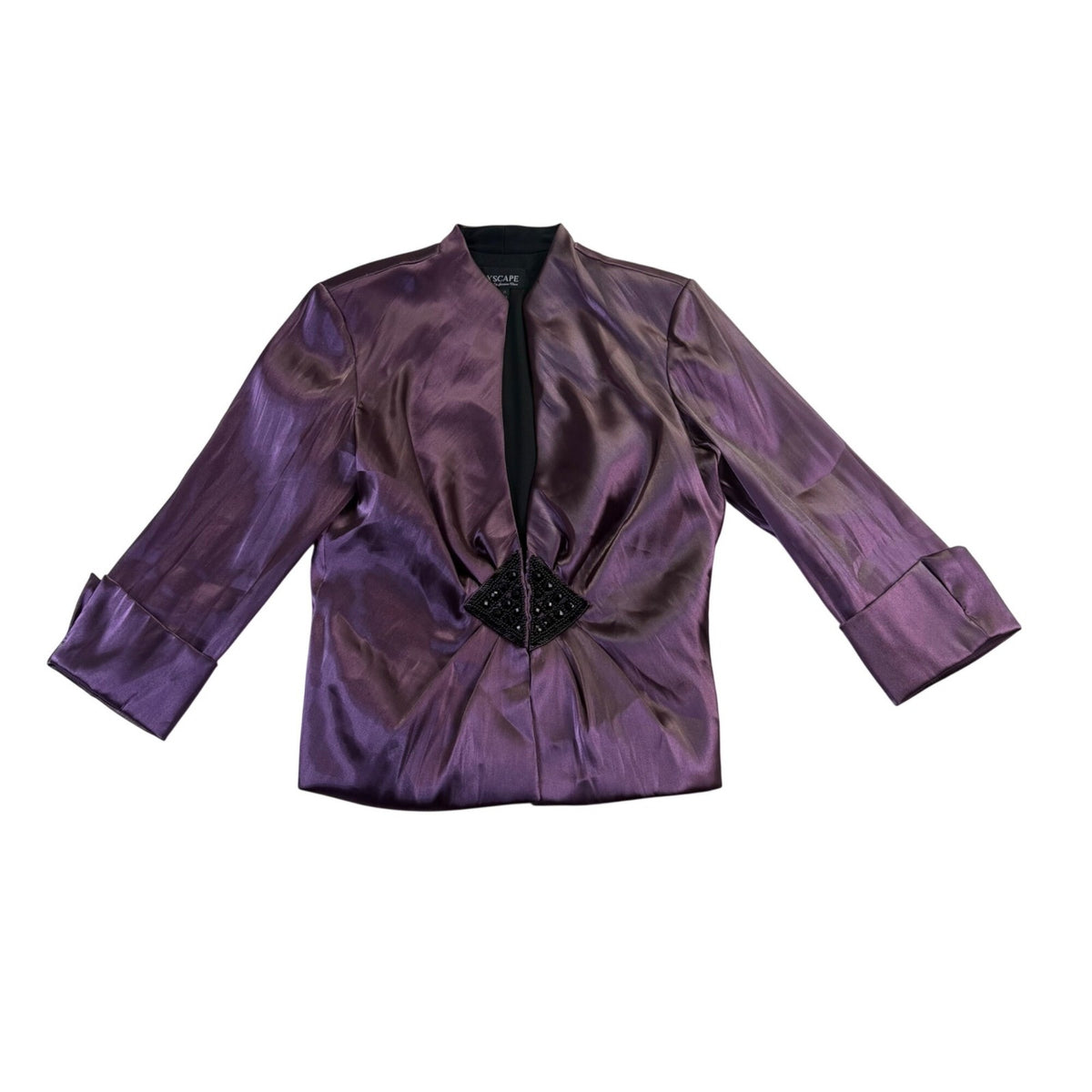 Xscape Womens Purple Satin Camisole & Jacket Set Beaded Detail Size 10