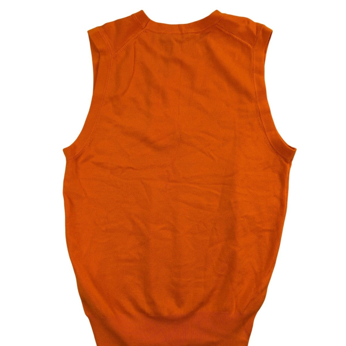 Zara Womens Orange Knit Sleeveless Sweater Viscose Blend Elastic Hem Size M