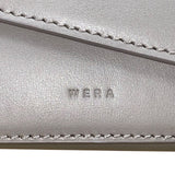 Wera Women’s Gray Leather Envelope Flap Adjustable Strap Compact Crossbody Bag