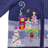 Carly St. Claire Womens Blue Cotton Ramie Embellished Cardigan Sweater Size PXL