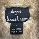Dennis By Dennis Basso Womens Tan Faux Suede & Fur Button Jacket Winter Sz L