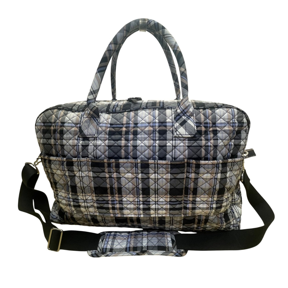 Vera Bradley Women’s Plaid Quilted With Adjustable Strap Weekender Travel Bag