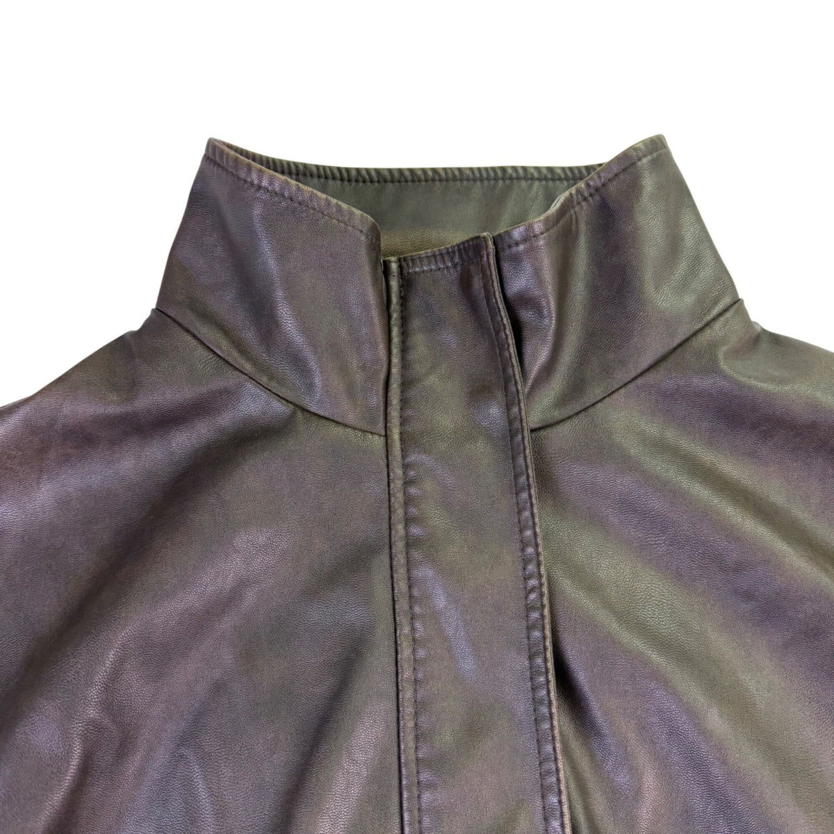 Bershka Mens Brown Faux Leather Bomber Jacket Lining Lightweight Size XL