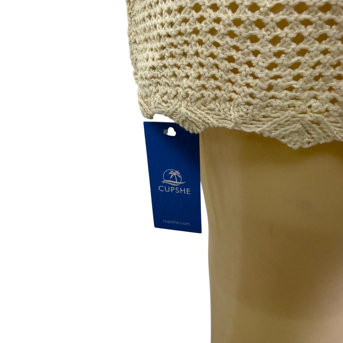 Cupshe Womens Beige Crochet Beach Cover-Up Sweater Lightweight Casual Sz M