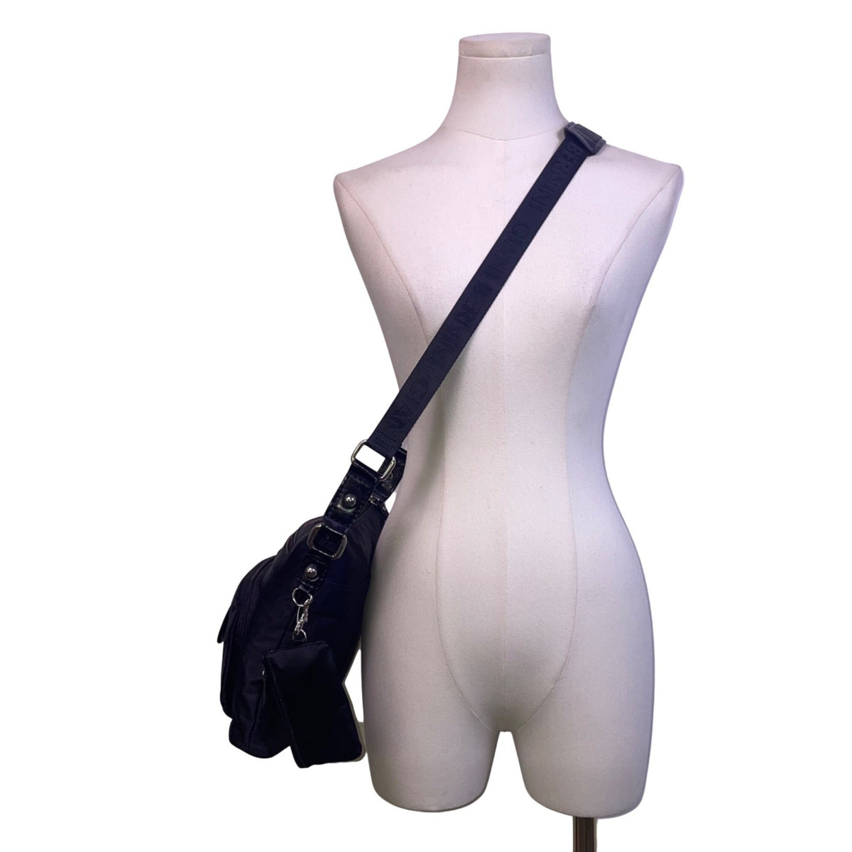 Giani Bernini Women’s Black Nylon Adjustable Strap Multi Pockets Crossbody Bag