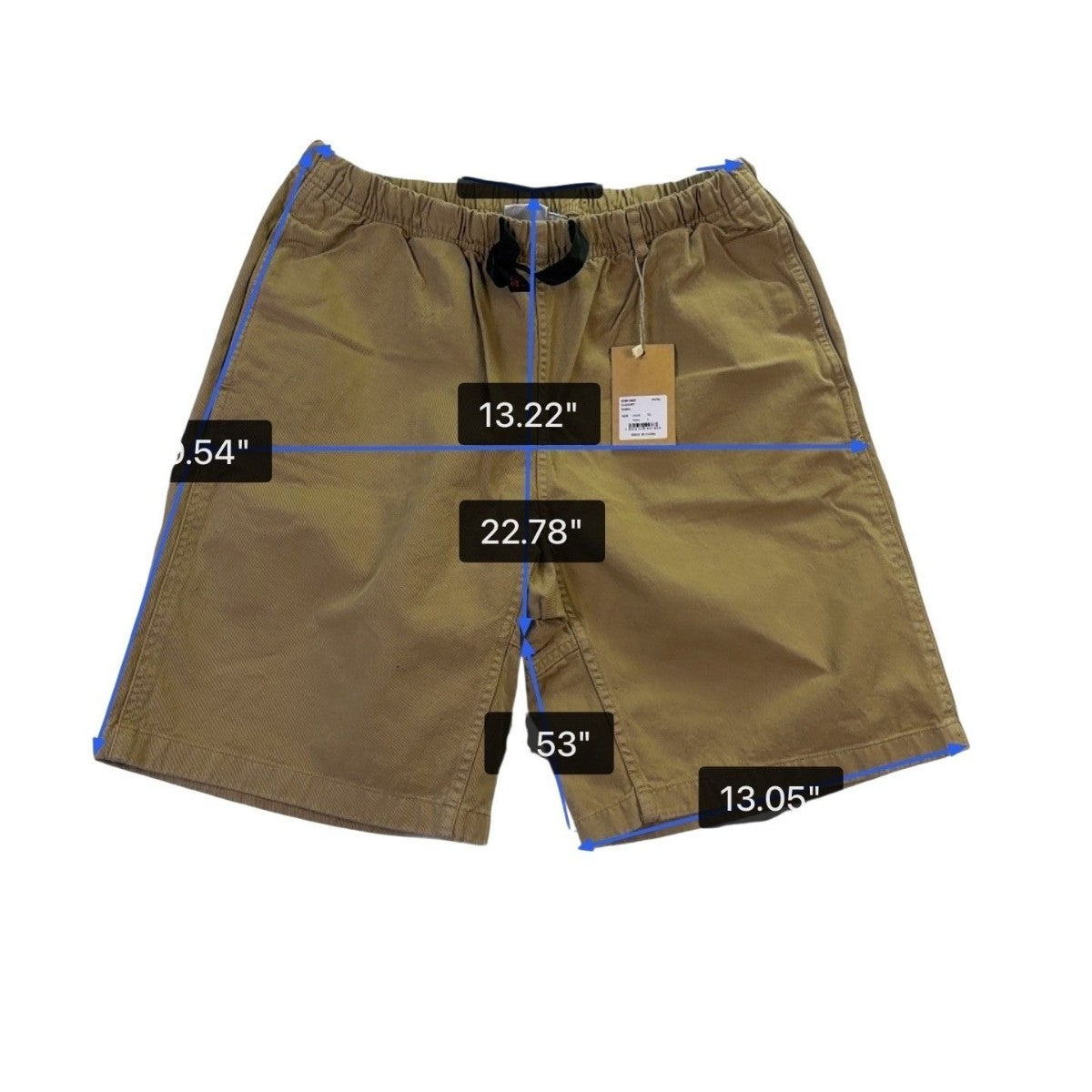 Gramicci Mens Khaki Cotton Shorts Elastic Waist Casual Lightweight Sz XL