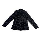Chicos Womens Black Abstract Printed Blazer Jacket Button-Up Size 1 