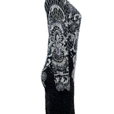 Vintage Sweet Lo Women’s Black and White Beaded Sequin Long Sleeve Dress M New
