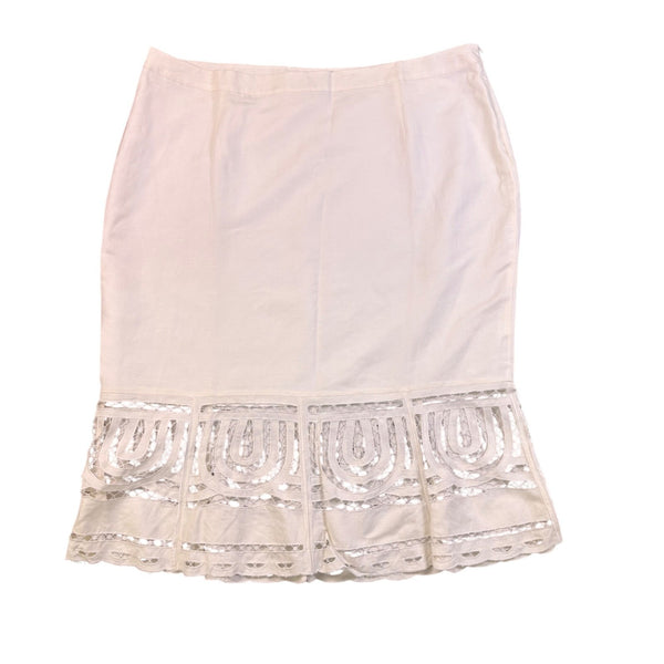 Ashley Stewart Womens White Linen & Rayon Cutwork Pencil Skirt Size 24W