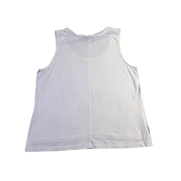 Chicos Womens White & Silver Sequin Tank Top Casual Lightweight Stretch Size 3L