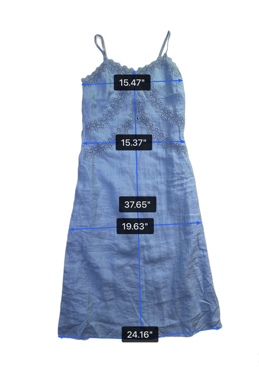 J. Crew Womens Blue Linen Embroidered Slip Dress Lightweight Summer Wear Size 2P