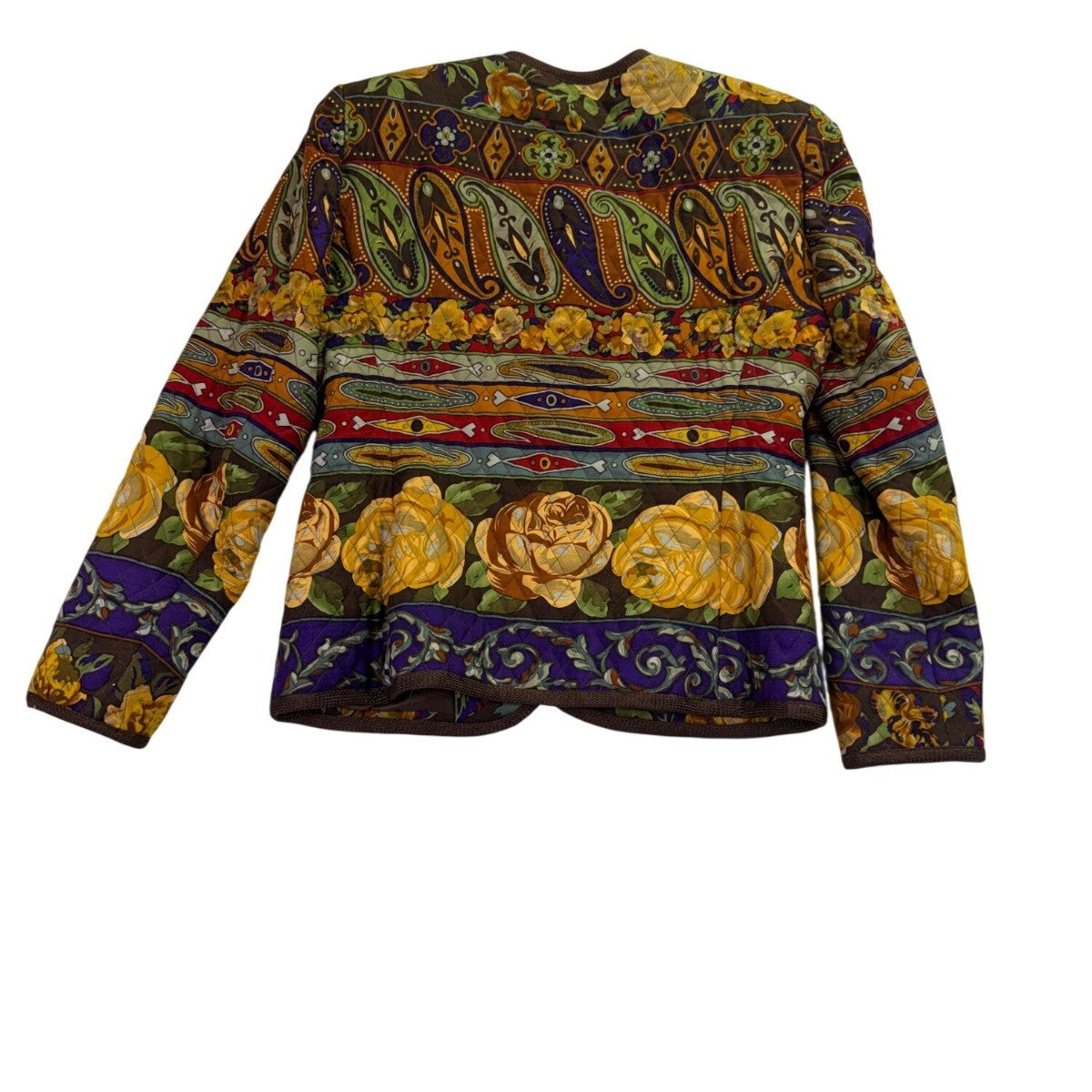 Carlisle Women’s Multicolor Paisley Floral Quilted  Jacket Elegant Design Sz 8