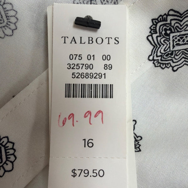 Talbots Womens White Non-Iron Short Sleeve Button-Down Shirt Size 16