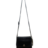 Coach Women’s Black Pebbled Leather Adjustable Strap Silver-Tone Crossbody Bag
