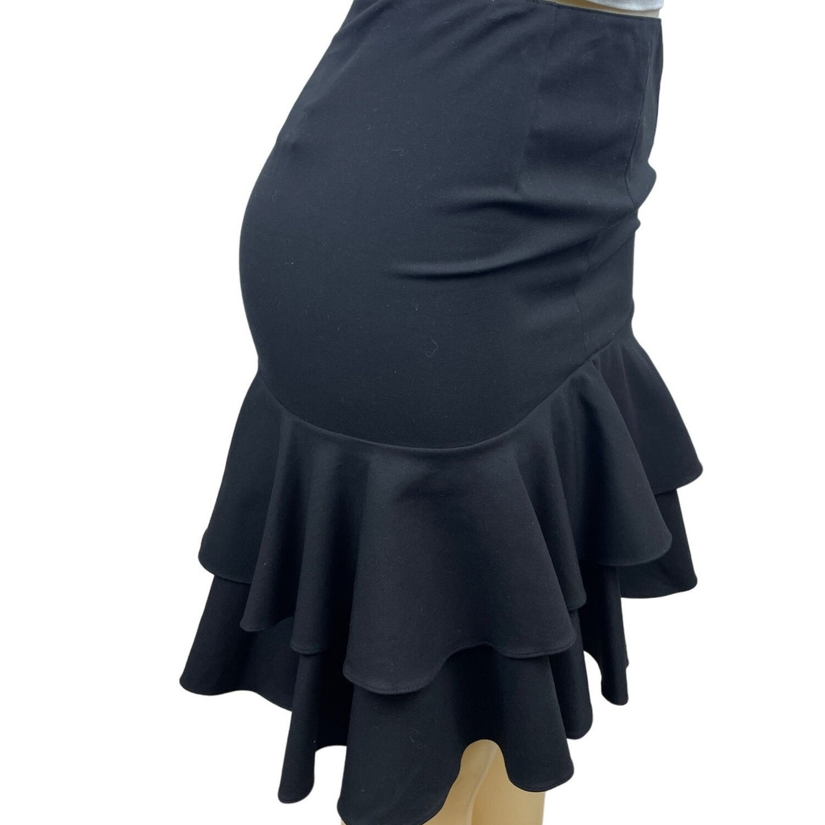 Ralph Lauren Womens Black Cotton Ruffle Skirt Size 4 Modern Style Elegant
