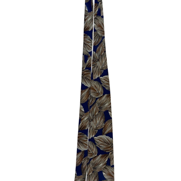 Alfani Mens Blue & Brown 100% Silk Patterned Necktie Made In Italy