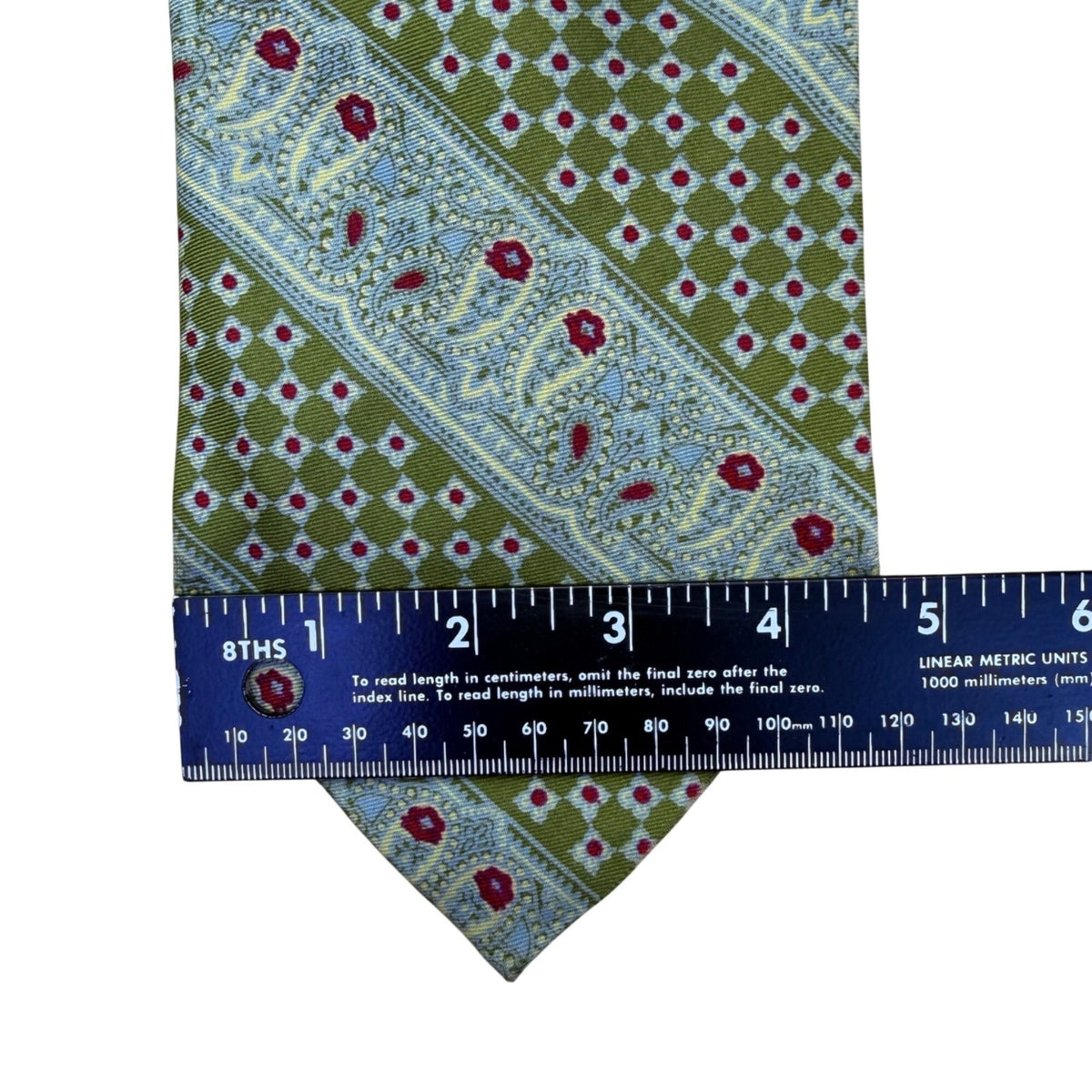 Britches Mens Green & Blue All Silk Patterned Tie Paisley-Diamond Design Elegant