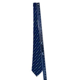 Mens Blue Silk Chain Print Tie 100% Silk Made In Italy Approx. 57