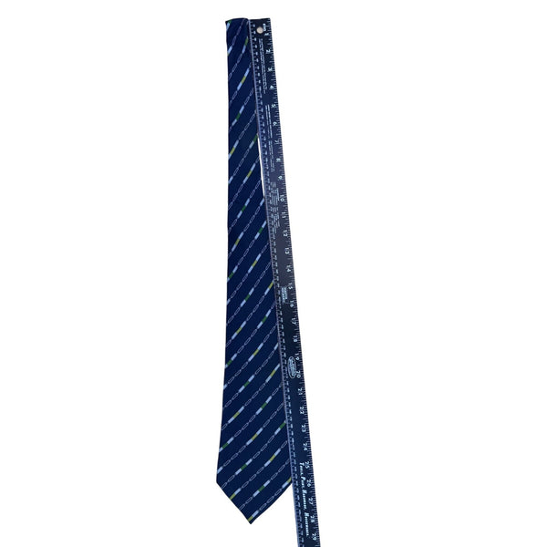 Mens Blue Silk Chain Print Tie 100% Silk Made In Italy Approx. 57"x3.3"