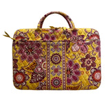 Vera Bradley Women’s Yellow & Pink Floral Quilted Laptop Bag With Shoulder Strap