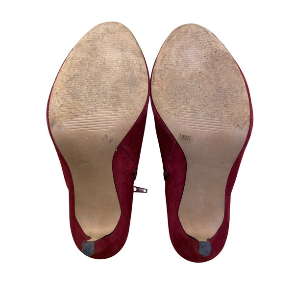 Sole Society Women’s Red Leather Side Zipper High-Heel Helena Booties Size 7.5