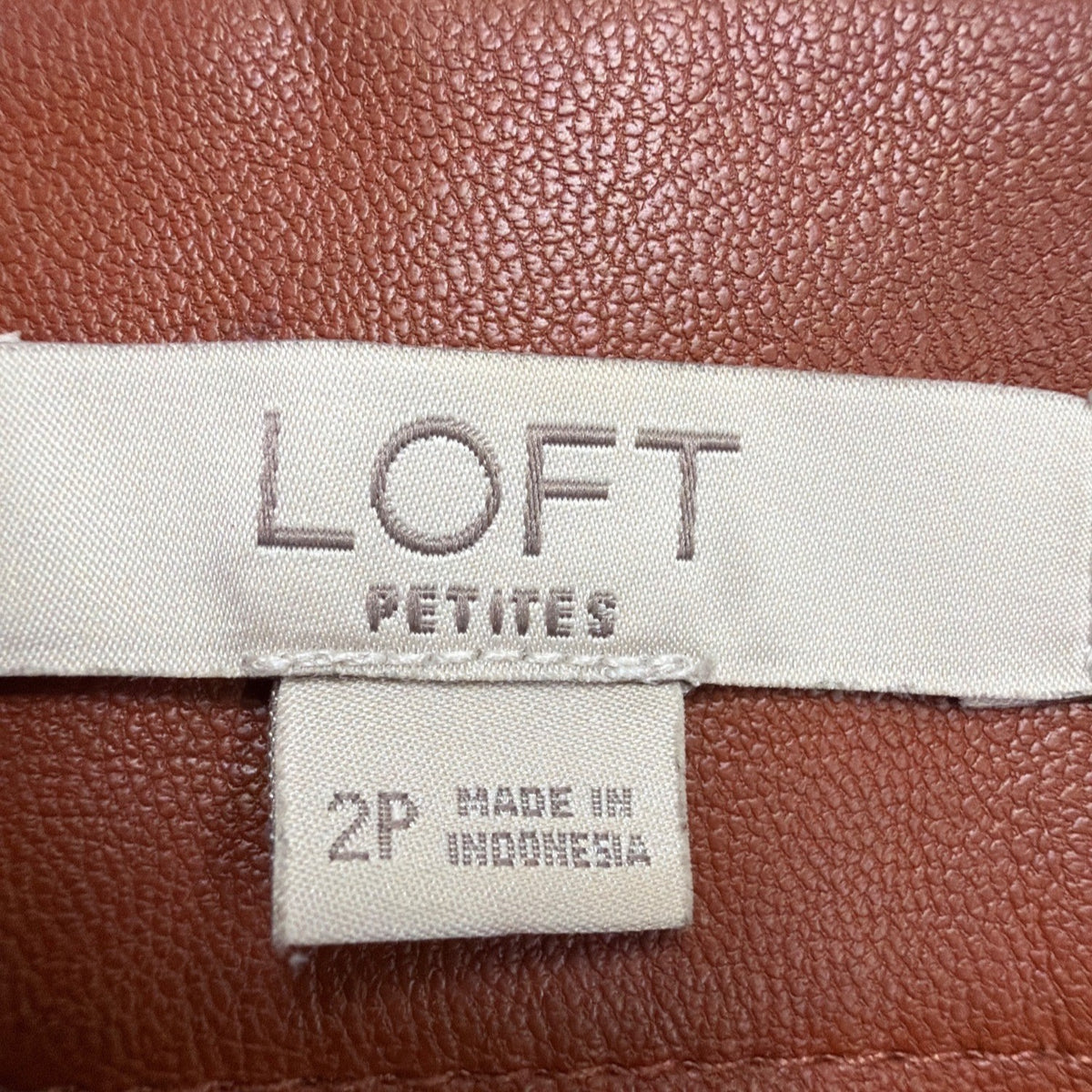 Loft Womens Brown Faux Leather Petite Mini Skirt Gold Button Size 2P